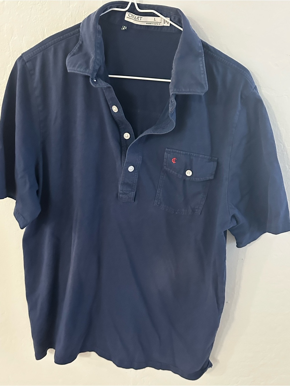 Criquet Navy Short-Sleeve Polo with Pocket